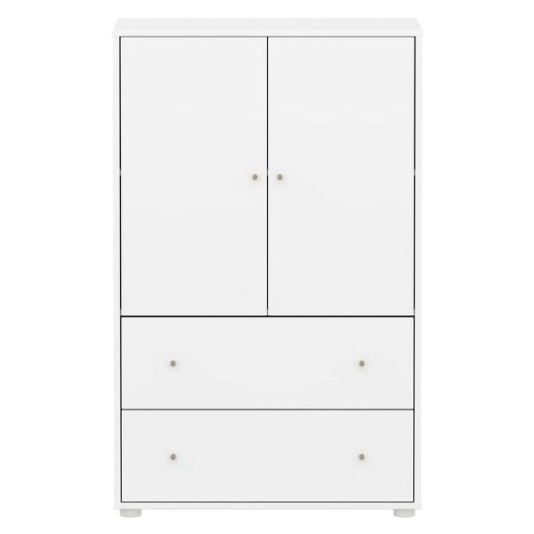 Saga 2 Doors & 2 Drawers Wardrobe - White / Oat