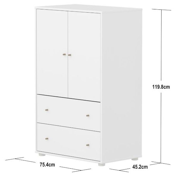 Saga 2 Doors & 2 Drawers Wardrobe - White / Oat