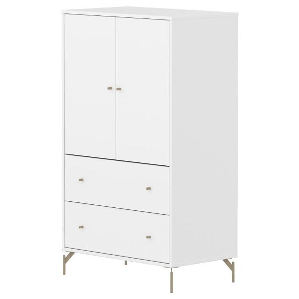 Saga 2 Doors & 2 Drawers Wardrobe - Metal Feet - White / Oat