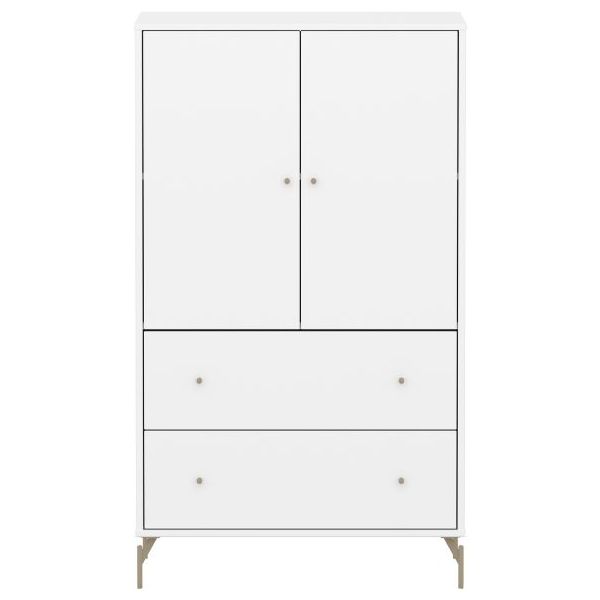 Saga 2 Doors & 2 Drawers Wardrobe - Metal Feet - White / Oat