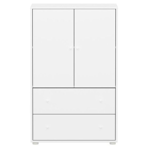 Saga 2 Doors & 2 Drawers Wardrobe - White / White