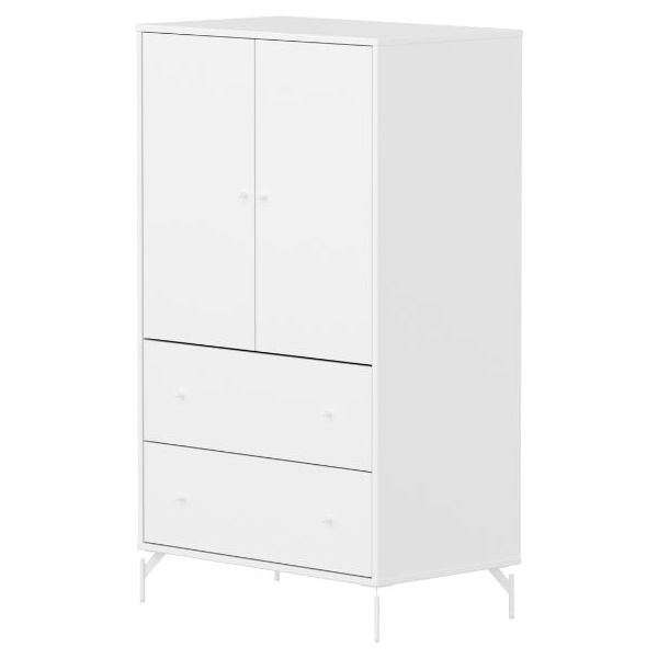 Saga 2 Doors & 2 Drawers Wardrobe - Metal Feet - White / White