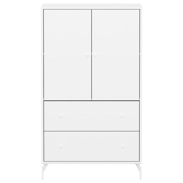Saga 2 Doors & 2 Drawers Wardrobe - Metal Feet - White / White