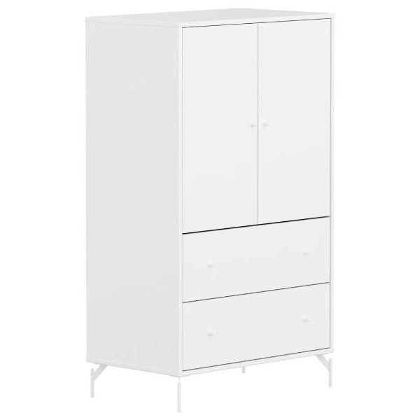 Saga 2 Doors & 2 Drawers Wardrobe - Metal Feet - White / White