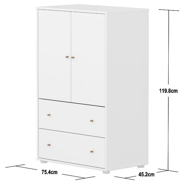 Saga 2 Doors & 2 Drawers Wardrobe - White / Oak