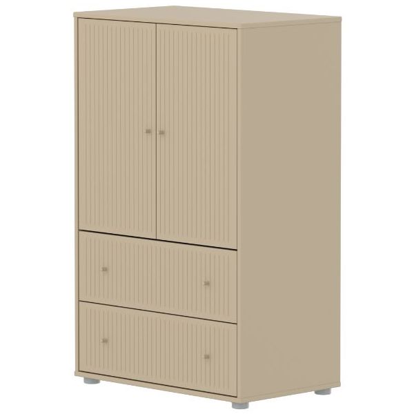 Saga 2 Doors & 2 Drawers Wardrobe - Grooves Oat / Oat