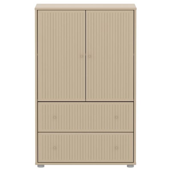 Saga 2 Doors & 2 Drawers Wardrobe - Grooves Oat / Oat