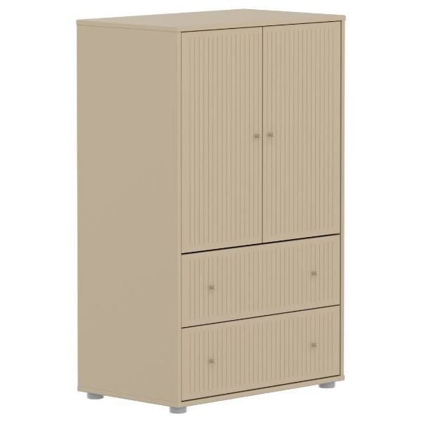 Saga 2 Doors & 2 Drawers Wardrobe - Grooves Oat / Oat