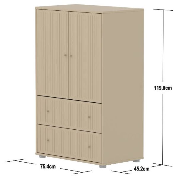 Saga 2 Doors & 2 Drawers Wardrobe - Grooves Oat / Oat