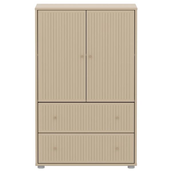 Saga 2 Doors & 2 Drawers Wardrobe - Grooves Oat / Oak