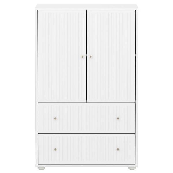 Saga 2 Doors & 2 Drawers Wardrobe - Grooves White / Oat