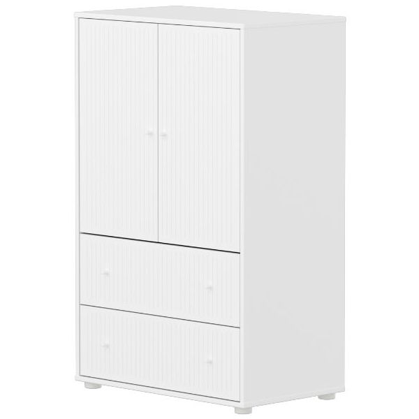 Saga 2 Doors & 2 Drawers Wardrobe - Grooves White / White