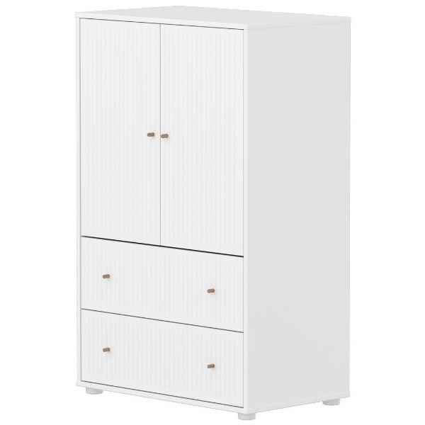 Saga 2 Doors & 2 Drawers Wardrobe - Grooves White / Oak