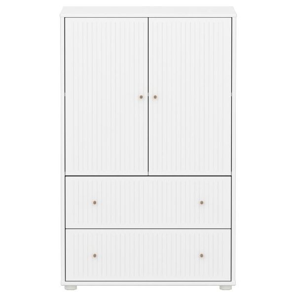 Saga 2 Doors & 2 Drawers Wardrobe - Grooves White / Oak