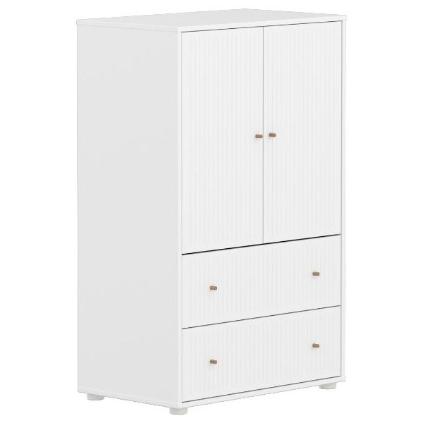 Saga 2 Doors & 2 Drawers Wardrobe - Grooves White / Oak
