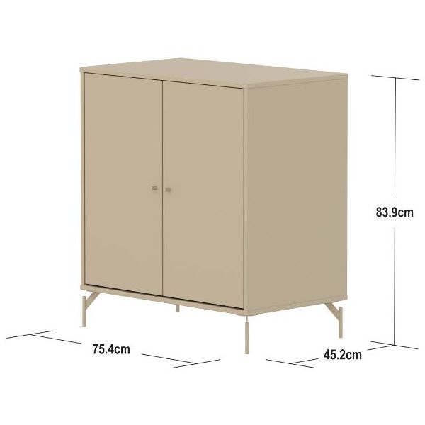 Armoire basse 2 portes Saga - Pieds en métal - Avoine / Avoine