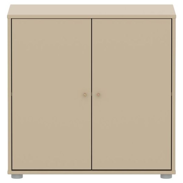 Armoire basse 2 portes Saga - Avoine / Chêne