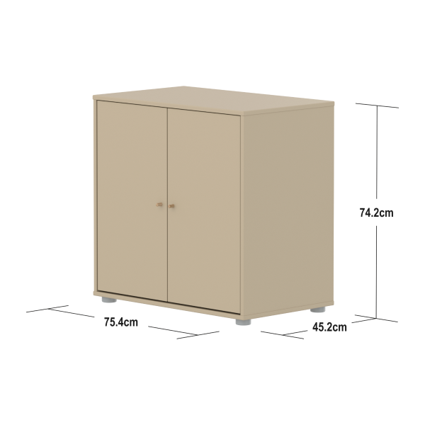 Armoire basse 2 portes Saga - Avoine / Chêne