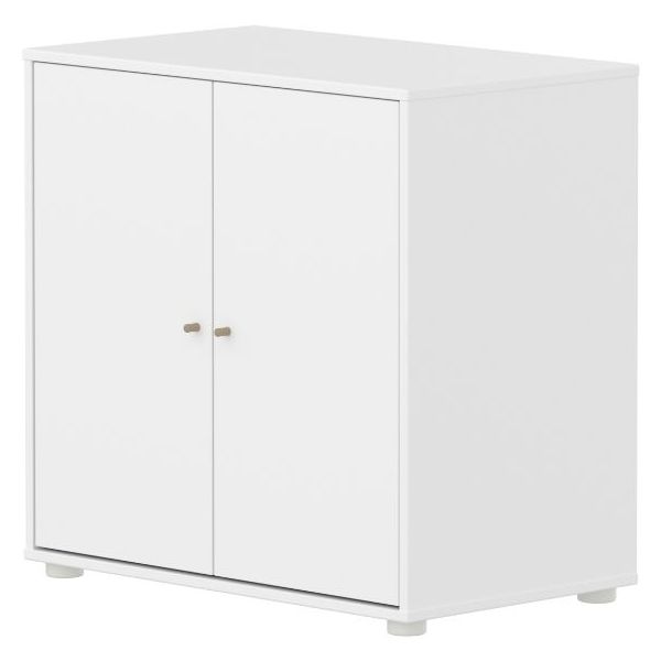 Armoire basse 2 portes Saga - Blanc / Avoine