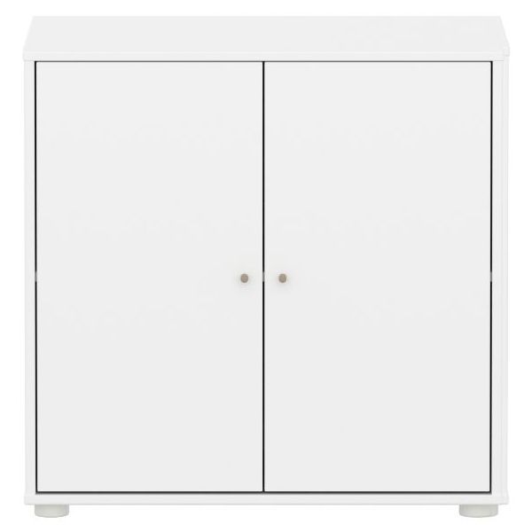 Armoire basse 2 portes Saga - Blanc / Avoine