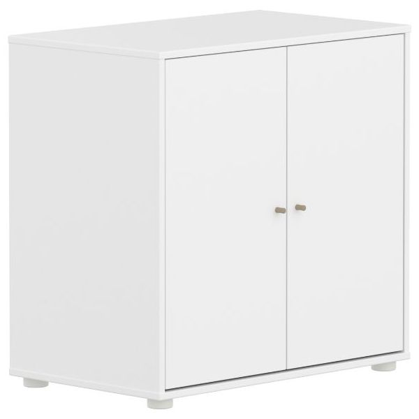 Armoire basse 2 portes Saga - Blanc / Avoine