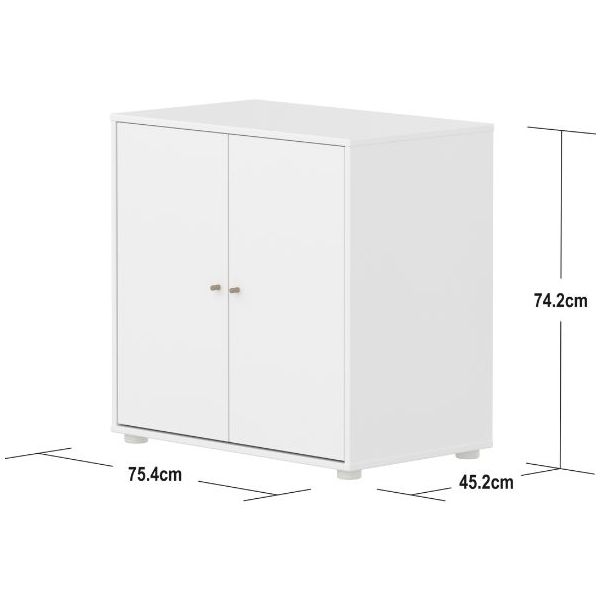 Armoire basse 2 portes Saga - Blanc / Avoine