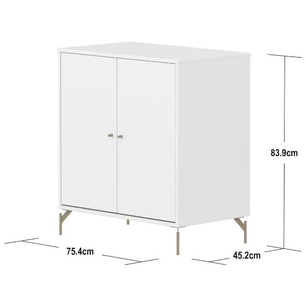Saga 2 Doors Cupboard - Metal Feet - White / Oat