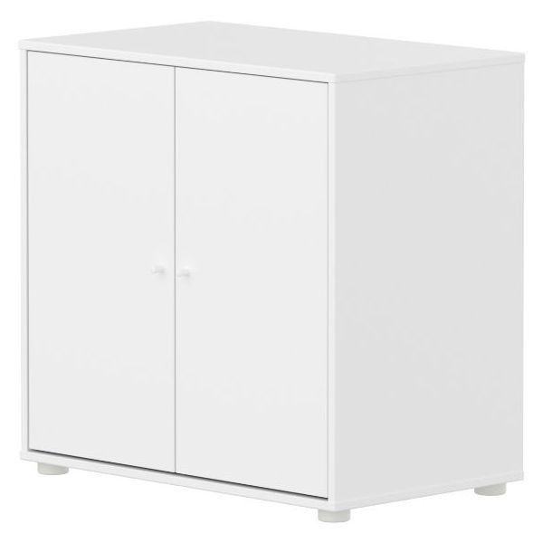 Armoire basse 2 portes Saga - Blanc / Blanc