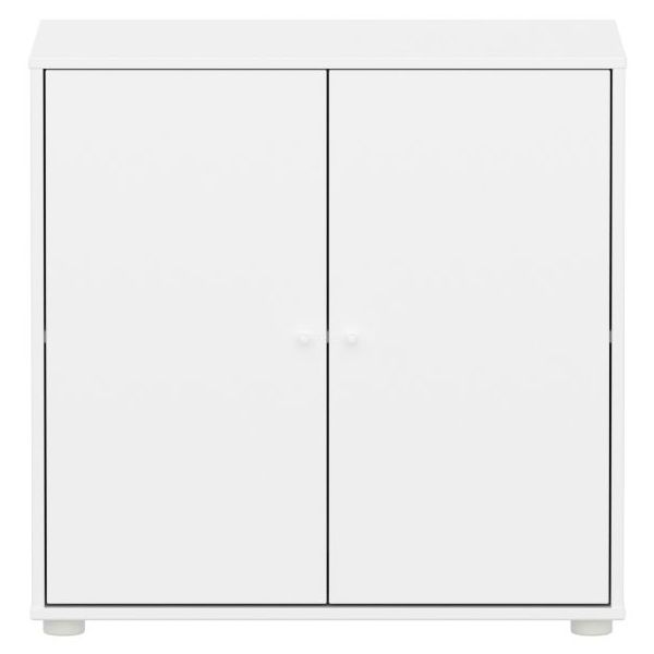 Armoire basse 2 portes Saga - Blanc / Blanc