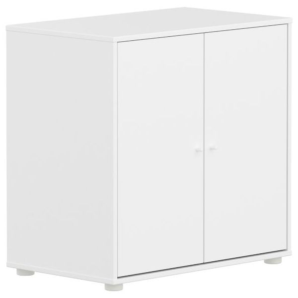Armoire basse 2 portes Saga - Blanc / Blanc