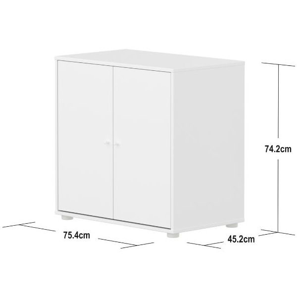 Armoire basse 2 portes Saga - Blanc / Blanc