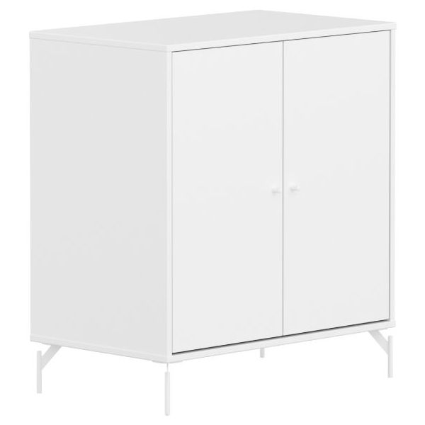Saga 2 Doors Cupboard - Metal Feet - White / White