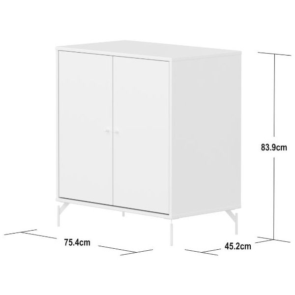 Saga 2 Doors Cupboard - Metal Feet - White / White