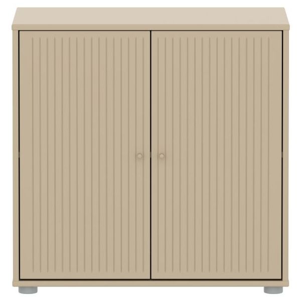 Armoire basse 2 portes Saga - Rainures Avoine / Avoine