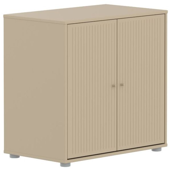 Armoire basse 2 portes Saga - Rainures Avoine / Avoine