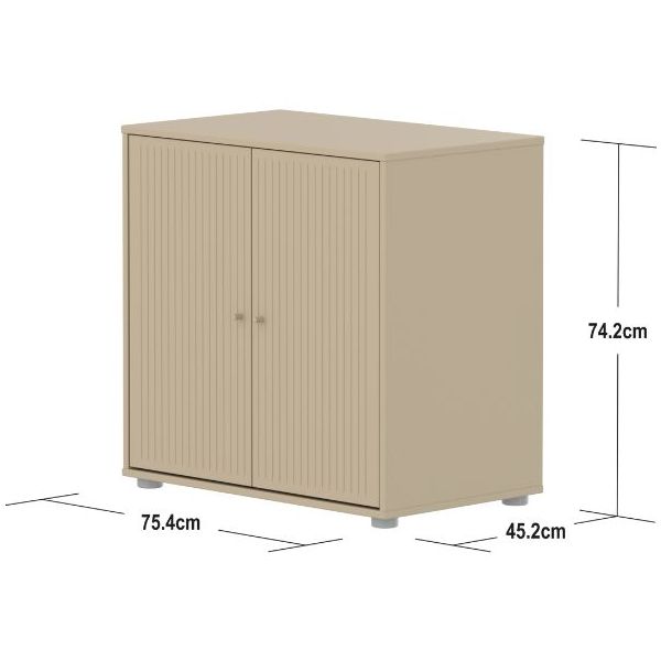 Armoire basse 2 portes Saga - Rainures Avoine / Avoine