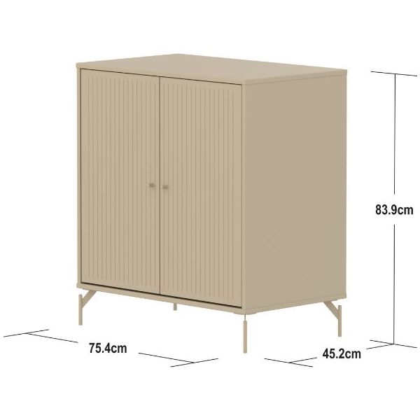 Saga 2 Doors Cupboard - Metal Feet - Grooves Oat / Oat