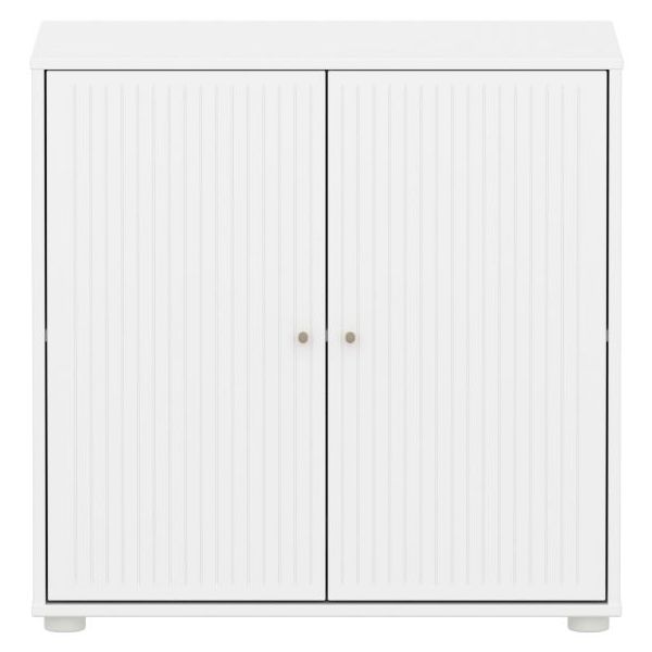 Saga 2 Doors Cupboard - Grooves White / Oat