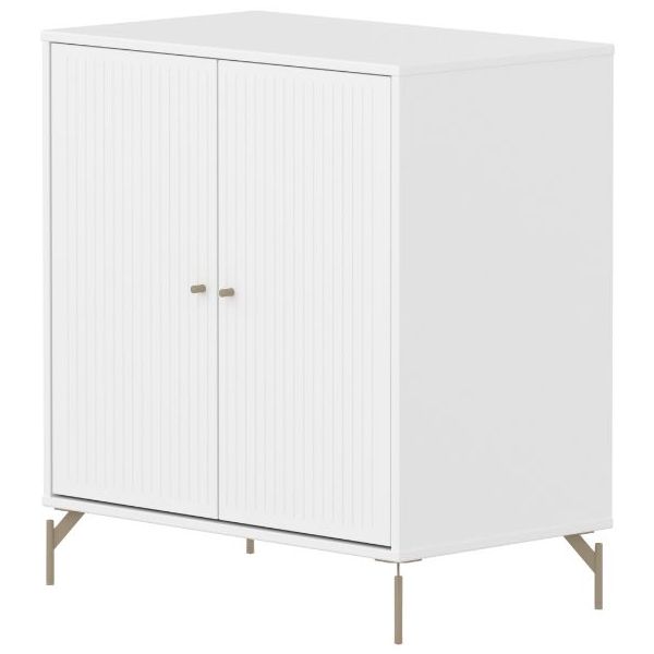 Saga 2 Doors Cupboard - Metal Feet - Grooves White / Oat