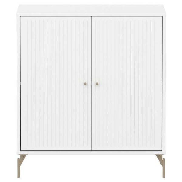 Saga 2 Doors Cupboard - Metal Feet - Grooves White / Oat