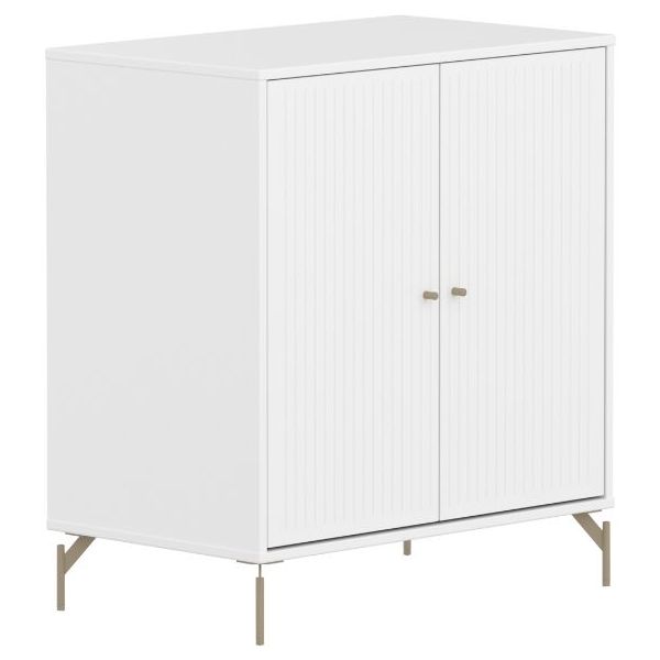 Saga 2 Doors Cupboard - Metal Feet - Grooves White / Oat