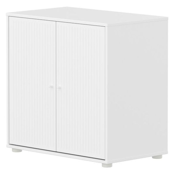 Saga 2 Doors Cupboard - Grooves White / White