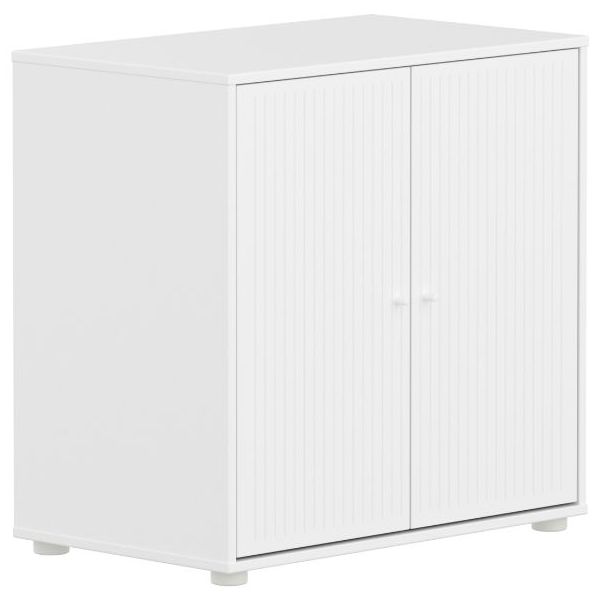 Saga 2 Doors Cupboard - Grooves White / White