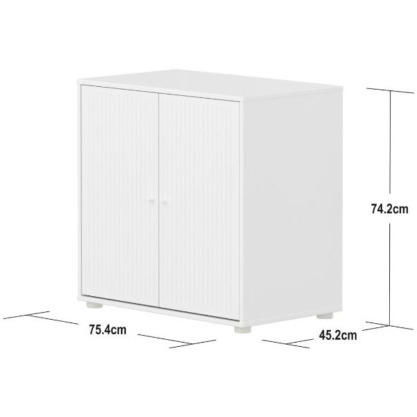 Saga 2 Doors Cupboard - Grooves White / White