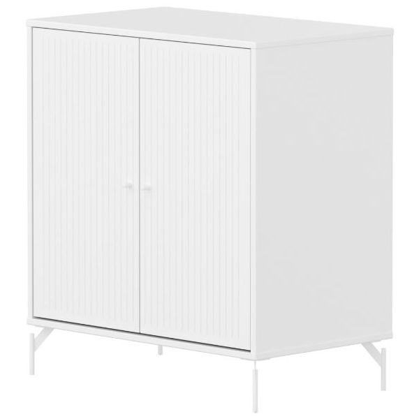 Saga 2 Doors Cupboard - Metal Feet - Grooves White / White