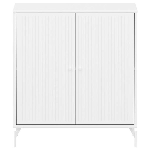 Saga 2 Doors Cupboard - Metal Feet - Grooves White / White