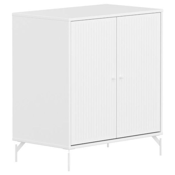 Saga 2 Doors Cupboard - Metal Feet - Grooves White / White