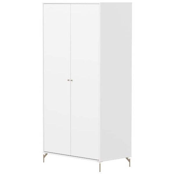 Saga 2 Doors Wardrobe - Metal Feet - White / Oat