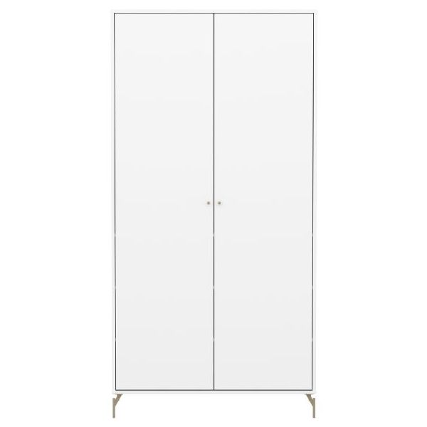 Saga 2 Doors Wardrobe - Metal Feet - White / Oat