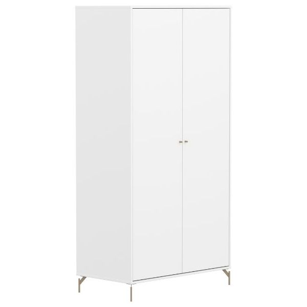 Saga 2 Doors Wardrobe - Metal Feet - White / Oat